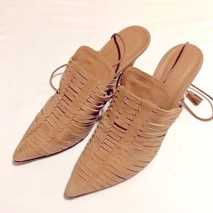 Tan Suede Pointy Toe Heels